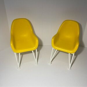 1:6 Barbie doll size dollhouse furniture 2 MCM yellow chairs